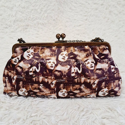 Vintage Jean Paul Gaultier Sepia Portrait Kiss-Lock Clutch