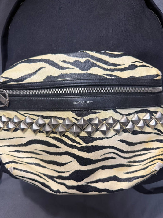 Saint Laurent Paris Zebra & Multi-Studded Leather Backpack