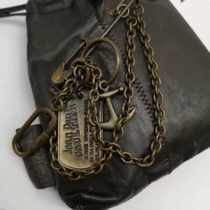 Vintage Jean Paul Gaultier 1990s Safety Pin Leather Pouch