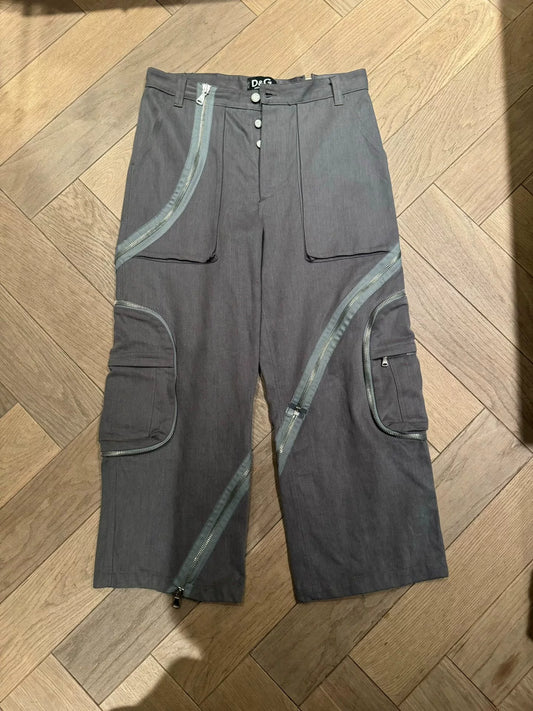 Dolce & Gabbana AW03 "Spiral Zipper" Flared Cargo Pants