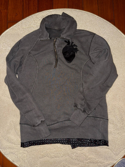 Undercover "But Beautiful" 3D Heart Half-Zip Sweatshirt