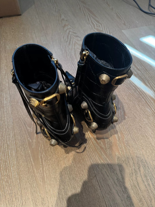 Balenciaga Cagole Heeled Leather Boots