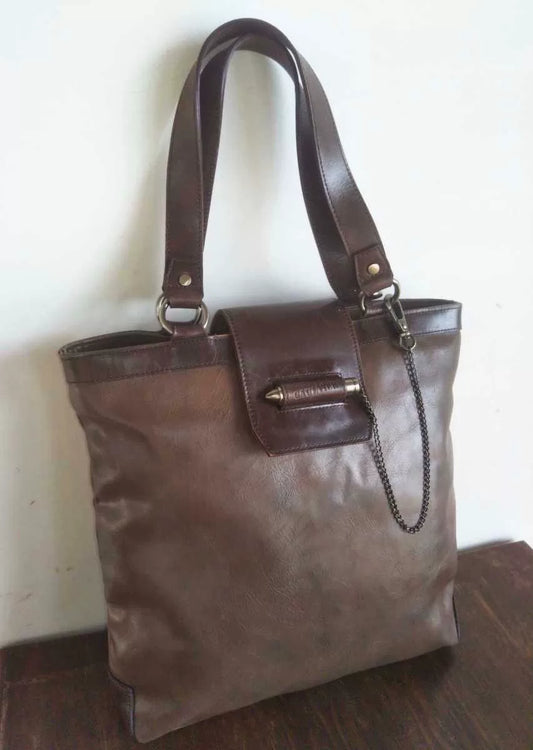 Vintage Jean Paul Gaultier "Bullet" Clasp Leather Tote