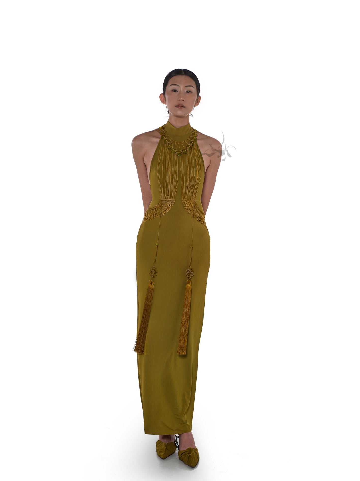 JIFF CONTOUR "Gold-Flowered Jade-Thread" Hand-Woven Body Chain