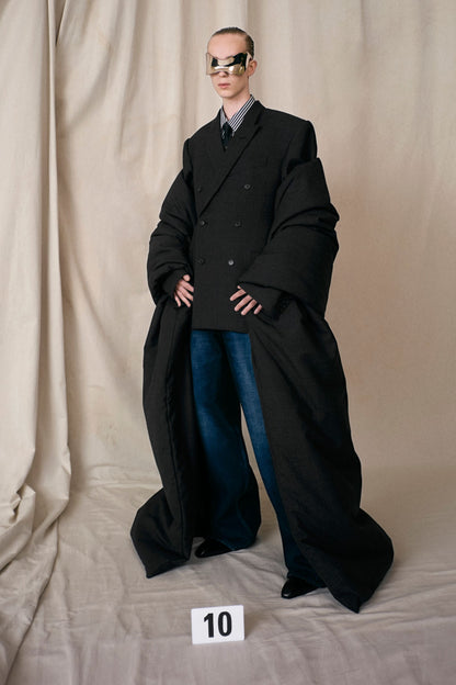 Balenciaga HAUTE COUTURE Fall Winter 2021 Padded Stole In Prince of Wales Wool/Scarf/Schawl