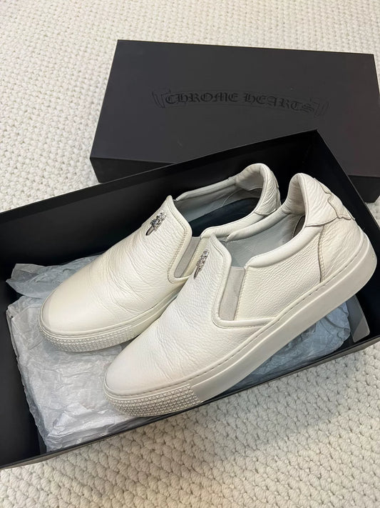 Chrome Hearts Leather Putch Dagger Slip-on Snwaker White
