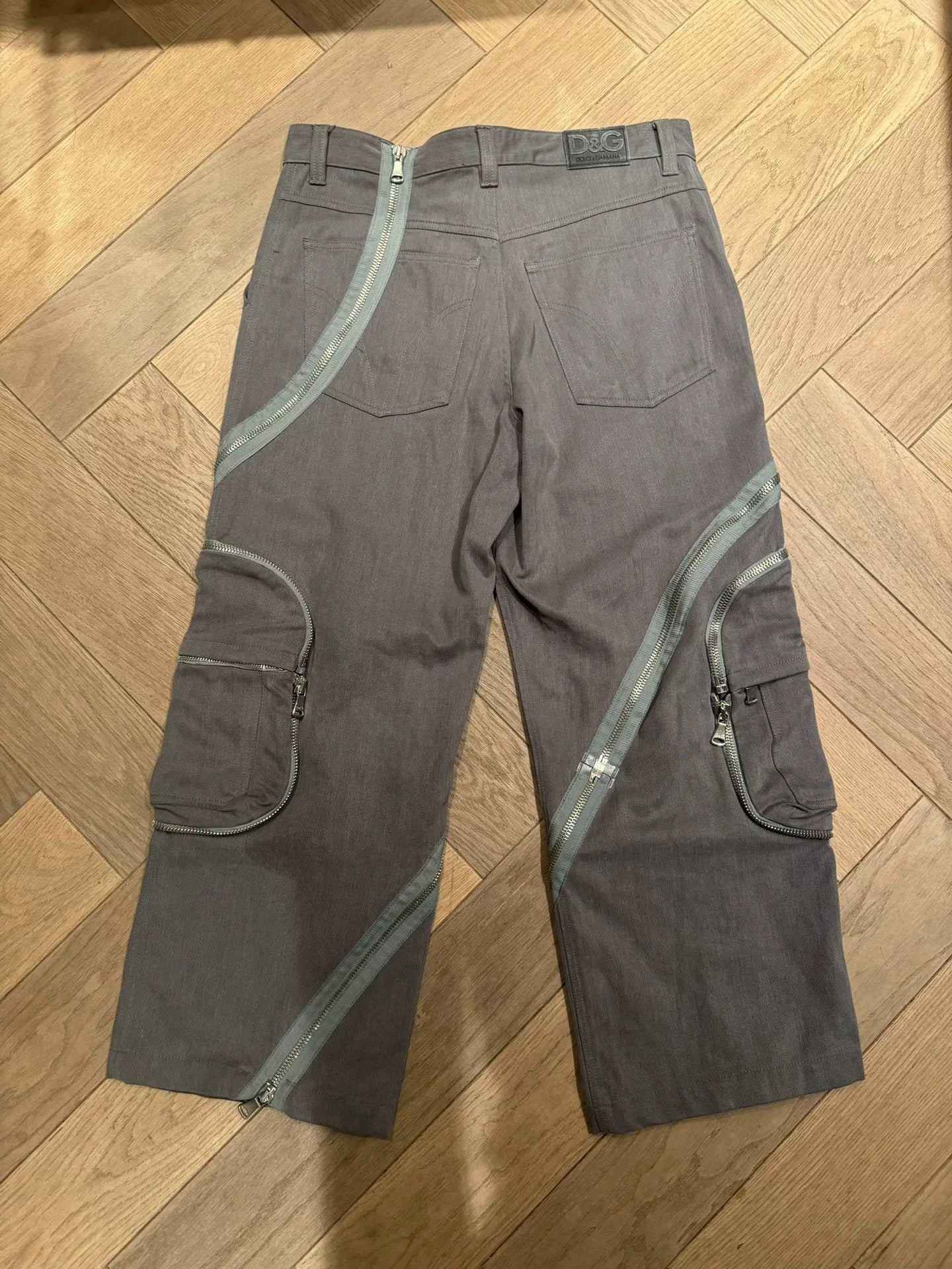 Dolce & Gabbana AW03 "Spiral Zipper" Flared Cargo Pants