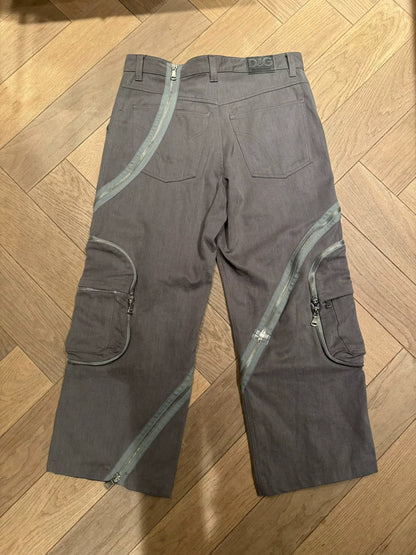 Dolce & Gabbana AW03 "Spiral Zipper" Flared Cargo Pants