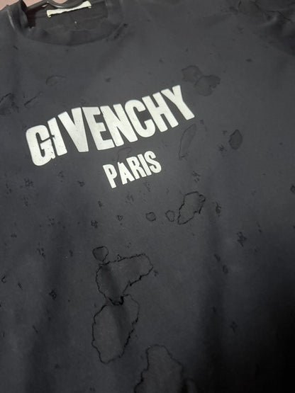 Givenchy Logo-Print Distressed Cotton T-Shirt  size S