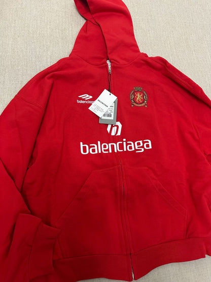 Balenciaga Manchester Zip-Up Hoodie Red