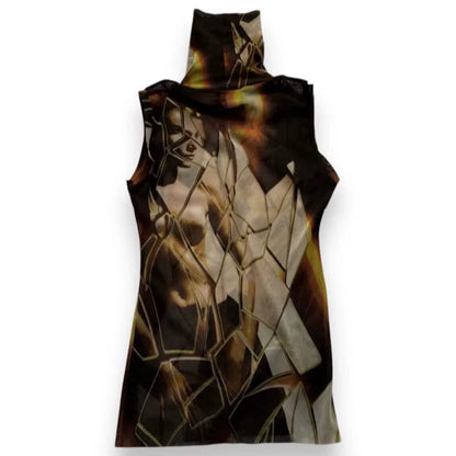 Vintage Jean Paul Gaultier 90s "Shattered Glass" Mesh Top