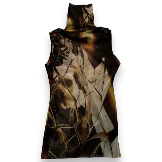 Vintage Jean Paul Gaultier 90s "Shattered Glass" Mesh Top