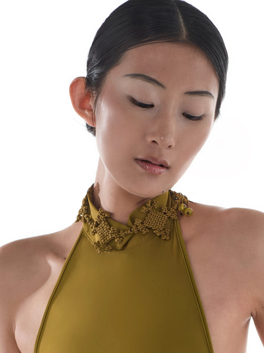JIFF CONTOUR "Golden Jade" Hand-Knotted Xiuyan Jade Adjustable Necklace