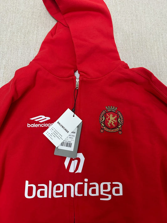 Balenciaga Manchester Zip-Up Hoodie Red
