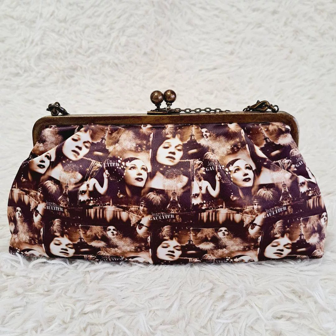 Vintage Jean Paul Gaultier Sepia Portrait Kiss-Lock Clutch