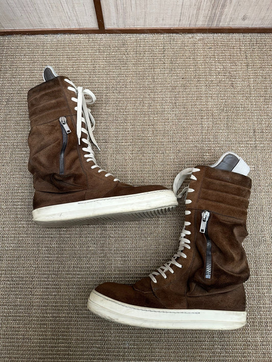 Rick Owens Mainline "Cargobasket" High-Top Sneakers (Brown)