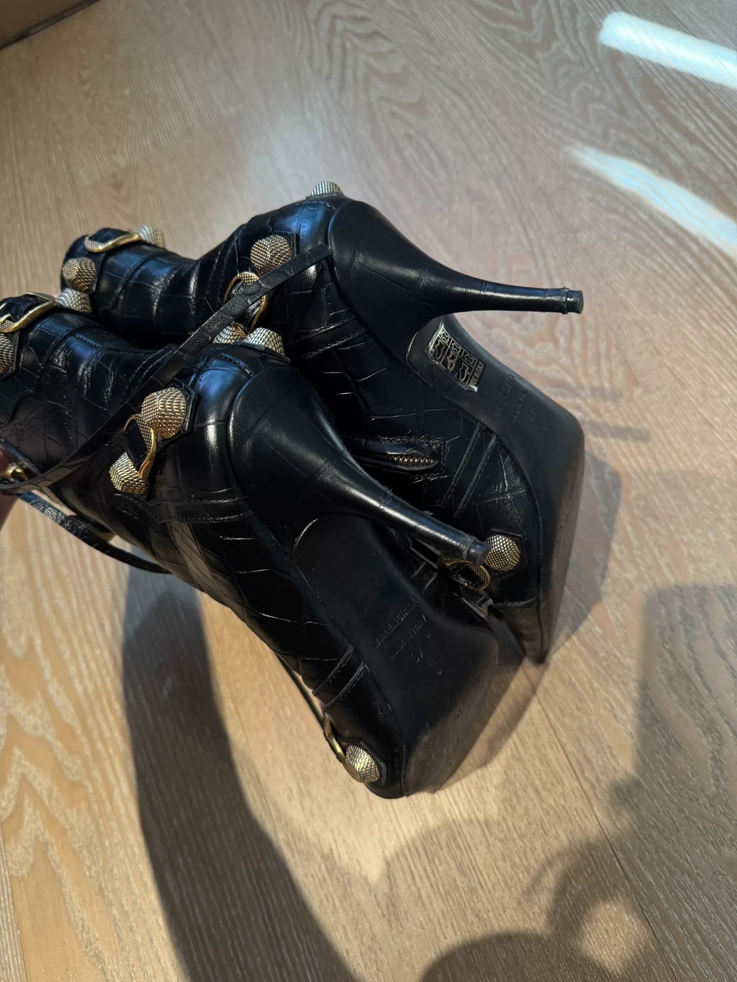 Balenciaga Cagole Heeled Leather Boots