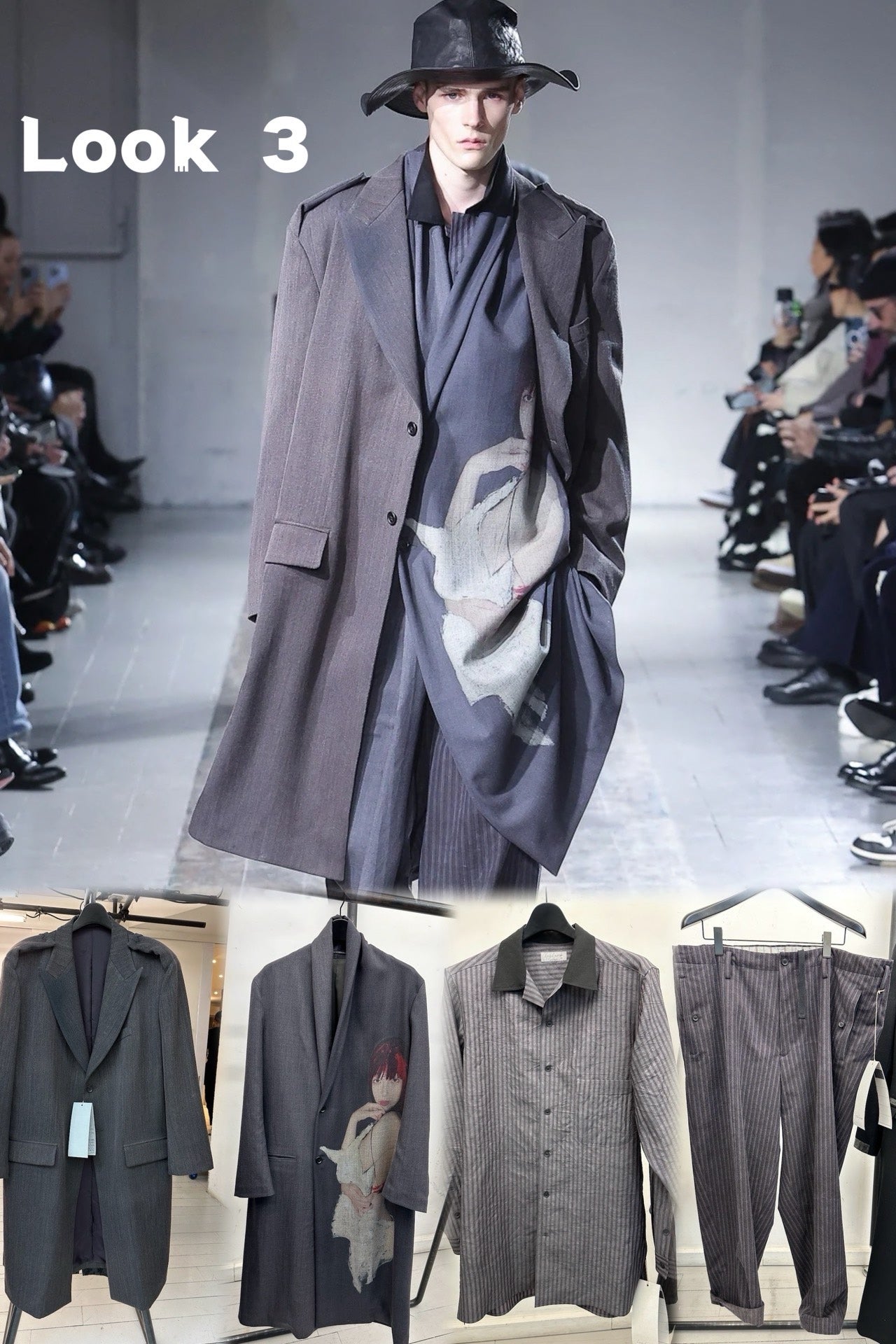 Yohji Yamamoto Pour Homme AW24 x Kie Einzelgänger Portrait Print Wool Coat