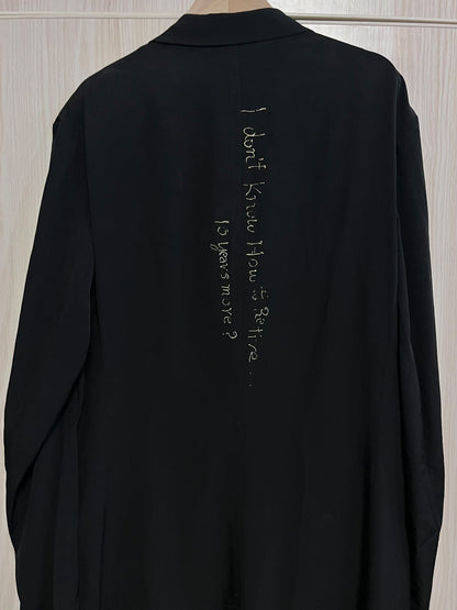 Yohji Yamamoto Pour Homme SS20 "Retirement" Text Coat