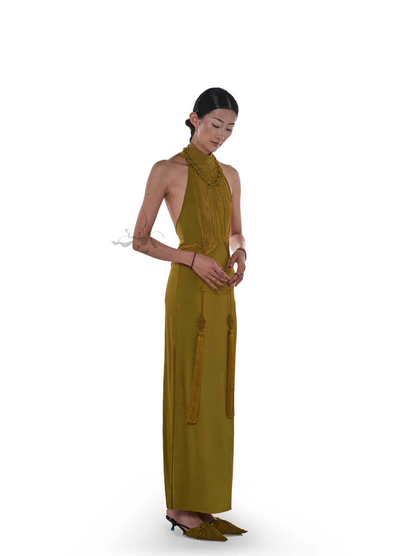 JIFF CONTOUR "Gold-Flowered Jade-Thread" Hand-Woven Body Chain