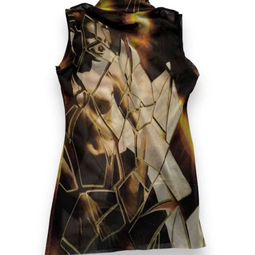 Vintage Jean Paul Gaultier 90s "Shattered Glass" Mesh Top