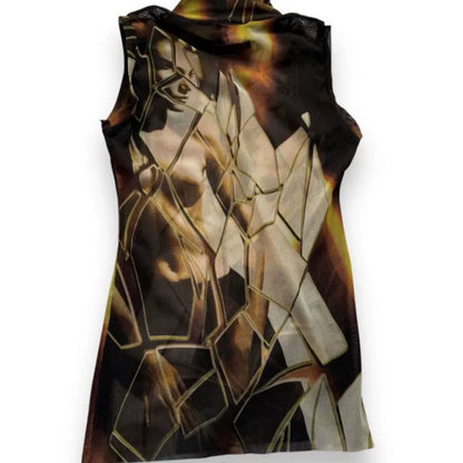 Vintage Jean Paul Gaultier 90s "Shattered Glass" Mesh Top