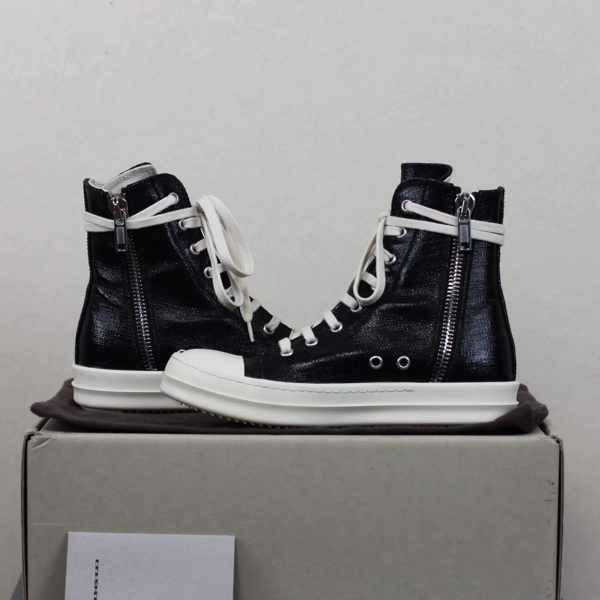 Rick Owens DRKSHDW Waxed Canvas "Ramones" High-Top Sneakers
