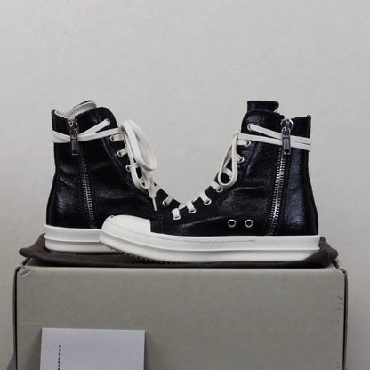 Rick Owens DRKSHDW Waxed Canvas "Ramones" High-Top Sneakers