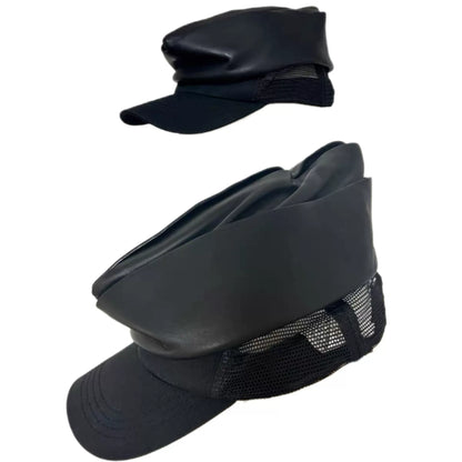 Dsquared2 Leather and Mesh Hybrid Captain's Baseball Cap