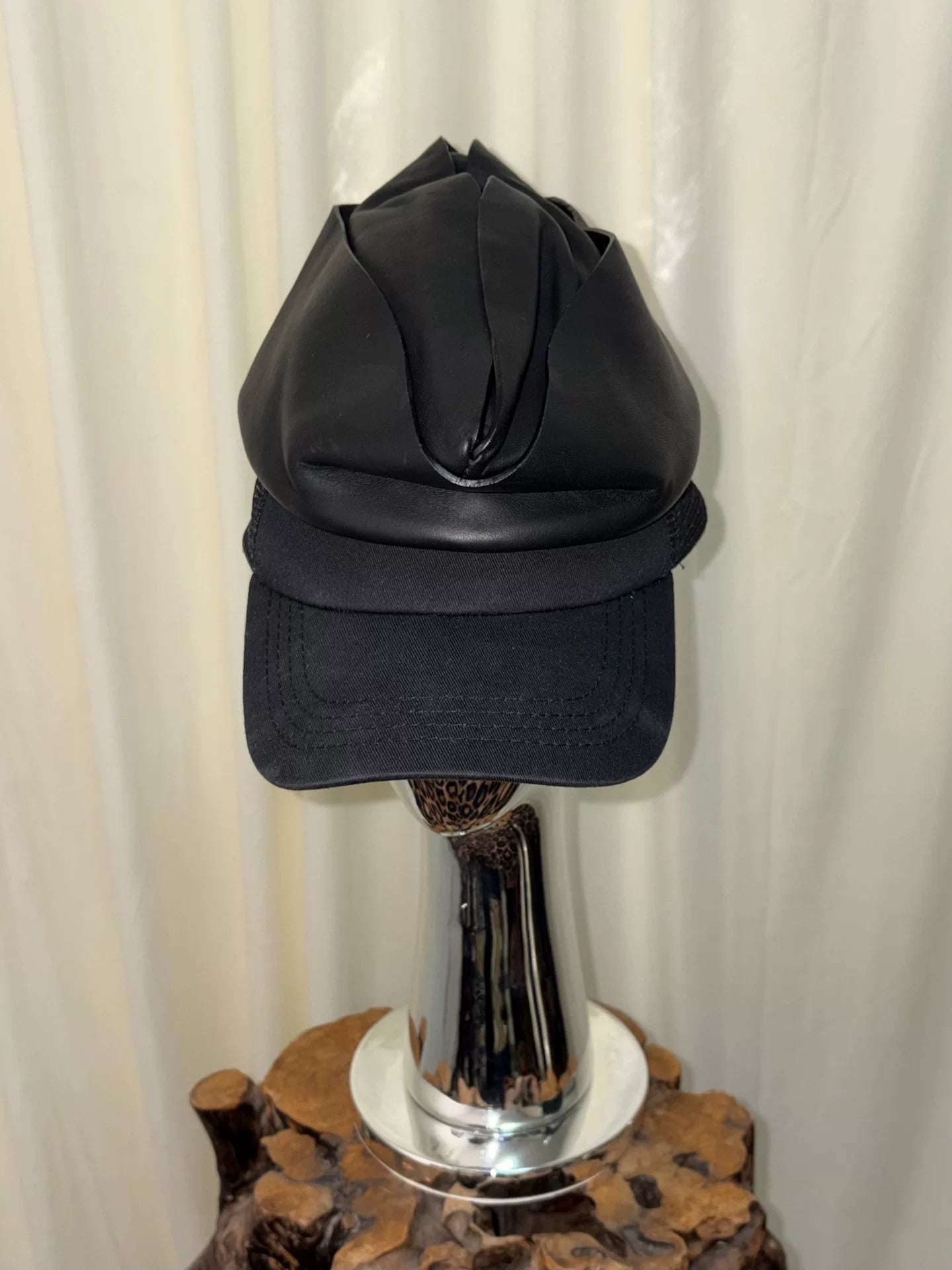 Dsquared2 Leather and Mesh Hybrid Captain's Baseball Cap