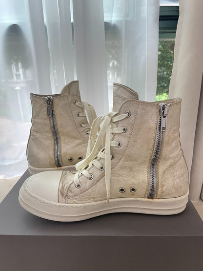 Rick Owens Mainline "Milk" Deer Leather Ramones High-Tops