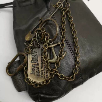 Vintage Jean Paul Gaultier 1990s Safety Pin Leather Pouch