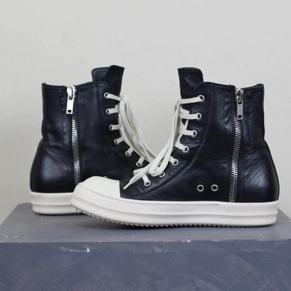 Rick Owens Mainline Calfskin Leather "Ramones" High-Top Sneakers