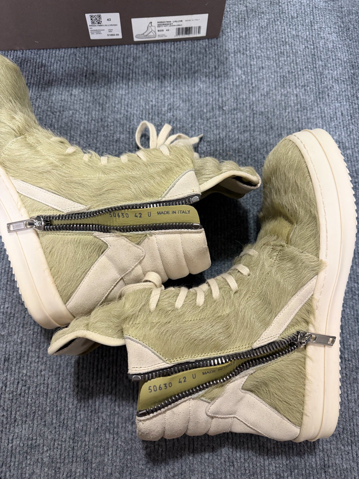 Rick Owens "Dirty Acid" Green Horsehair Geobasket