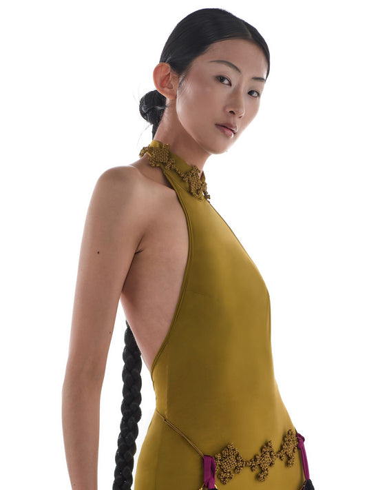 JIFF CONTOUR "Golden Jade" Hand-Knotted Xiuyan Jade Waist Chain