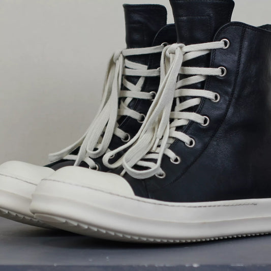 Rick Owens Mainline Calfskin Leather "Ramones" High-Top Sneakers