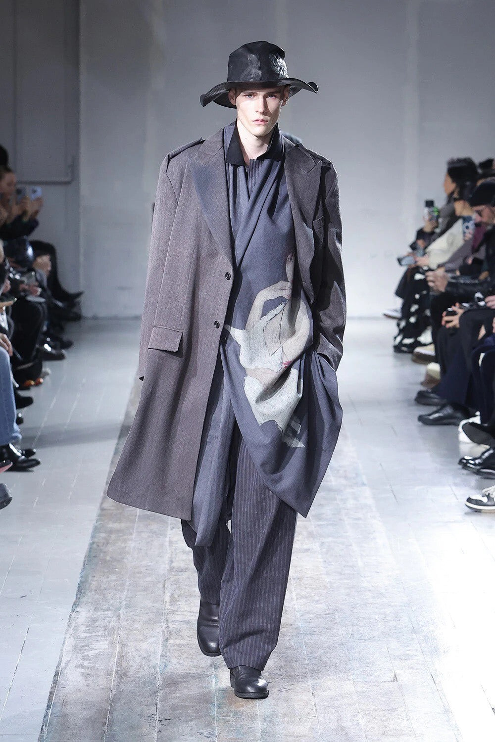 Yohji Yamamoto Pour Homme AW24 x Kie Einzelgänger Portrait Print Wool Coat