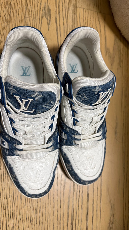Louis Vuitton Trainer Low 'White and Blue Monogram Denim' Size 41