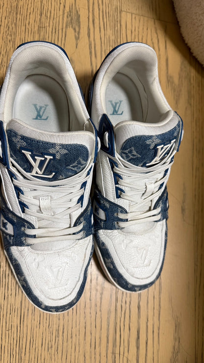 Louis Vuitton Trainer Low 'White and Blue Monogram Denim' Size 41