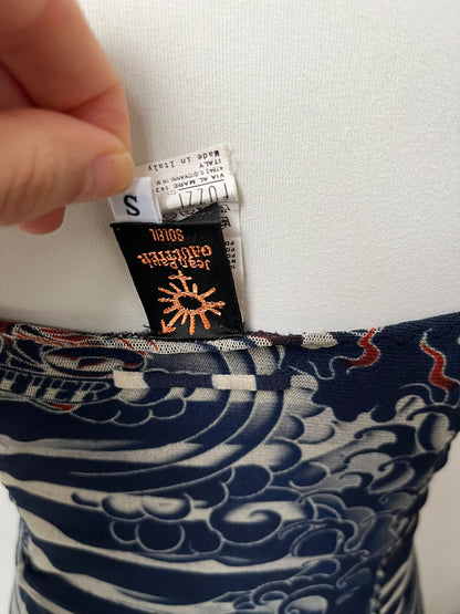 Vintage Jean Paul Gaultier Dragon & Tattoo Stripe Slip Dress
