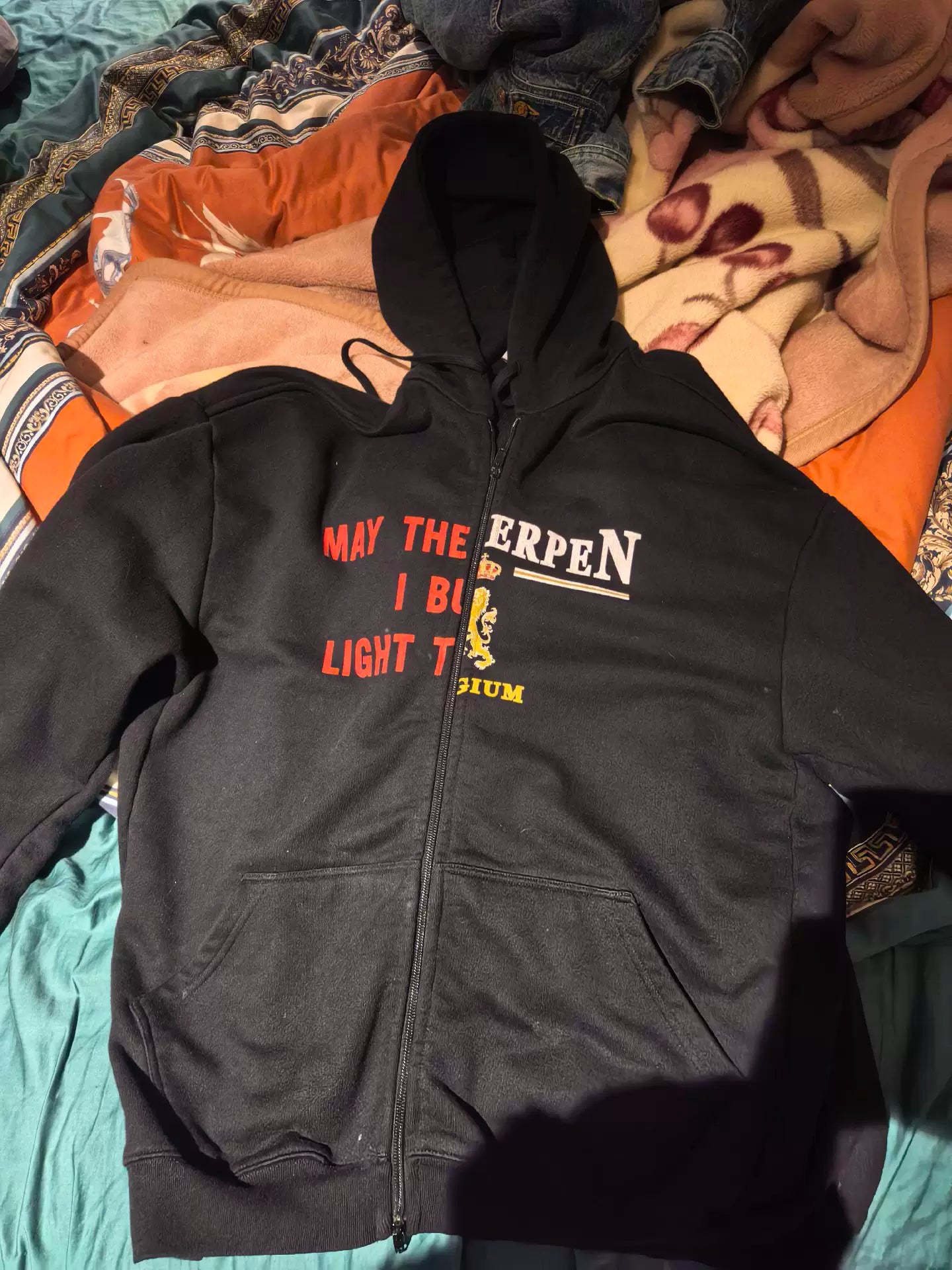 Vetements AW18 Spliced "Bridges / Antwerp" Zip-Up Hoodie