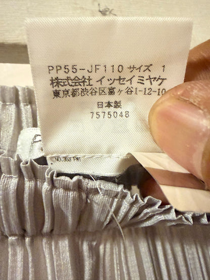 Pleats Please Issey Miyake Light Grey Pleated Wide-Leg Trousers