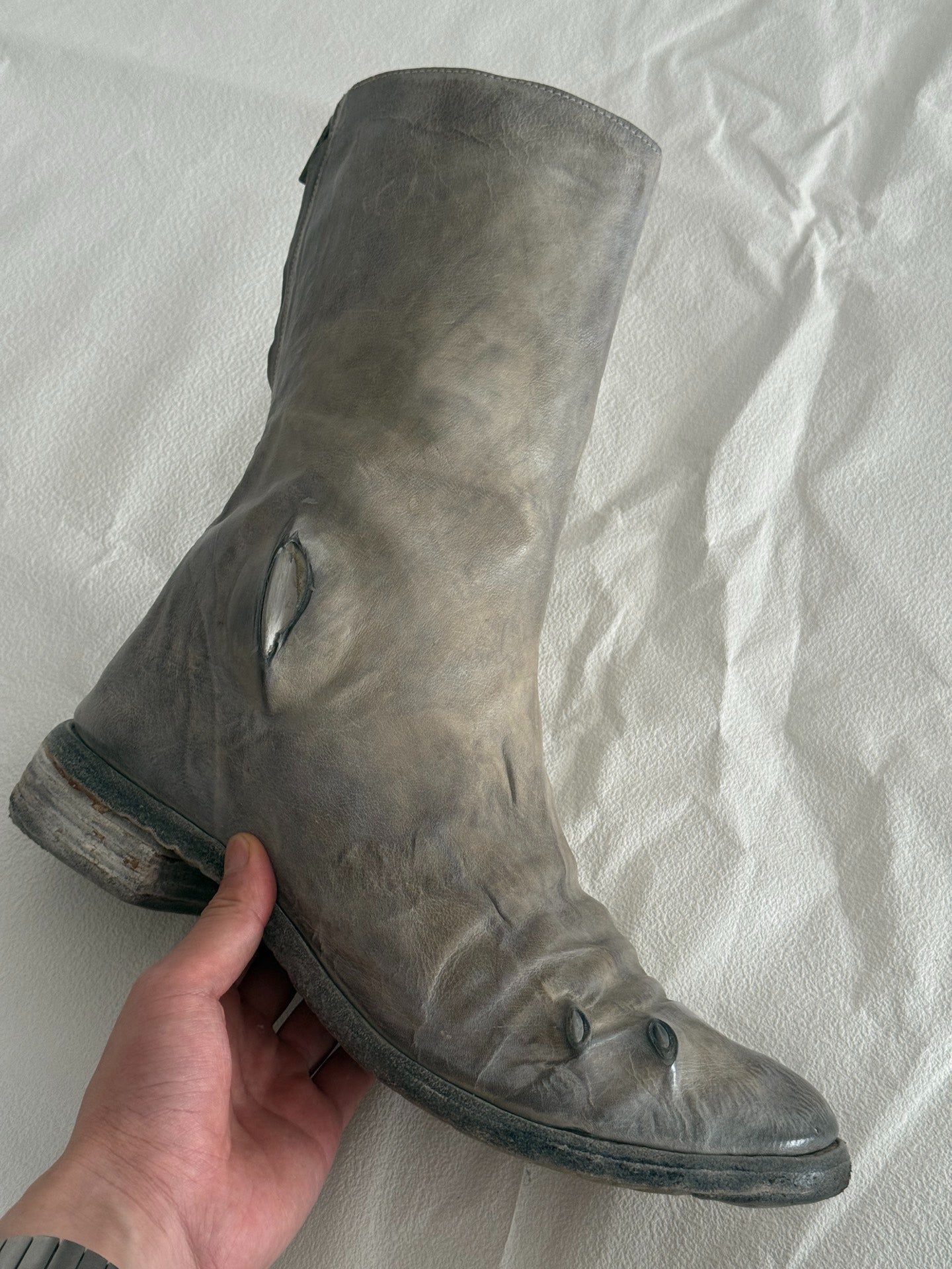 Carol Christian Poell "Prosthetic" Titanium Eyelet Boots (AM/2687P)