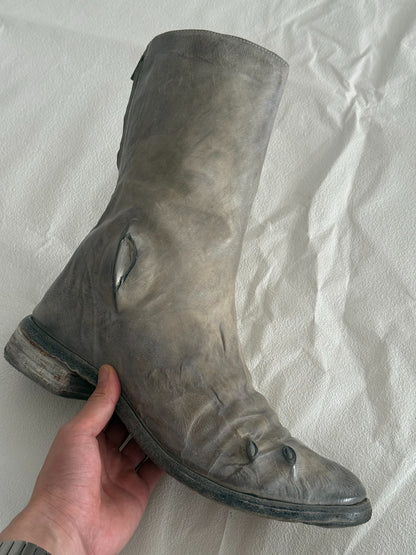 Carol Christian Poell "Prosthetic" Titanium Eyelet Boots (AM/2687P)