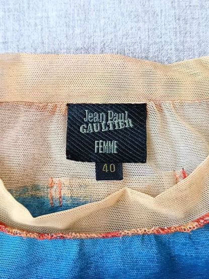 Vintage Jean Paul Gaultier FEMME Mount Fuji & Crane Mesh Top