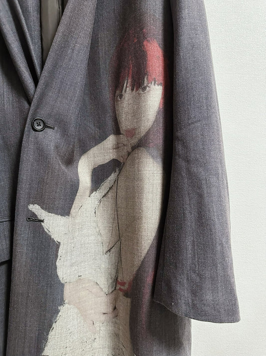 Yohji Yamamoto Pour Homme AW24 x Kie Einzelgänger Portrait Print Wool Coat