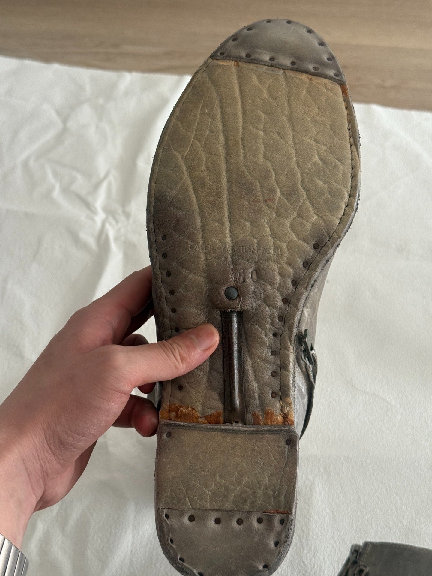 Carol Christian Poell "Prosthetic" Titanium Eyelet Boots (AM/2687P)