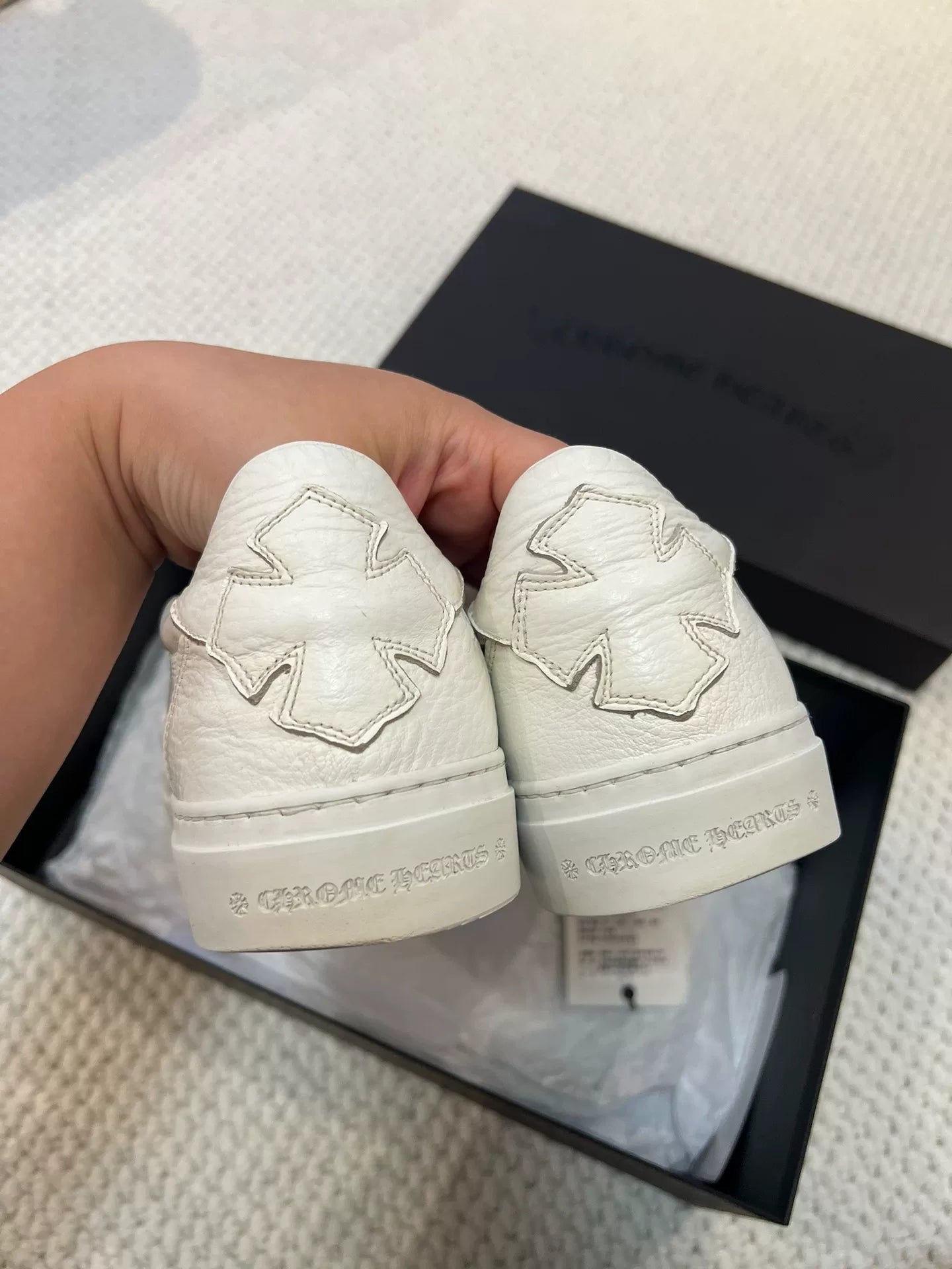 Chrome Hearts Leather Putch Dagger Slip-on Snwaker White
