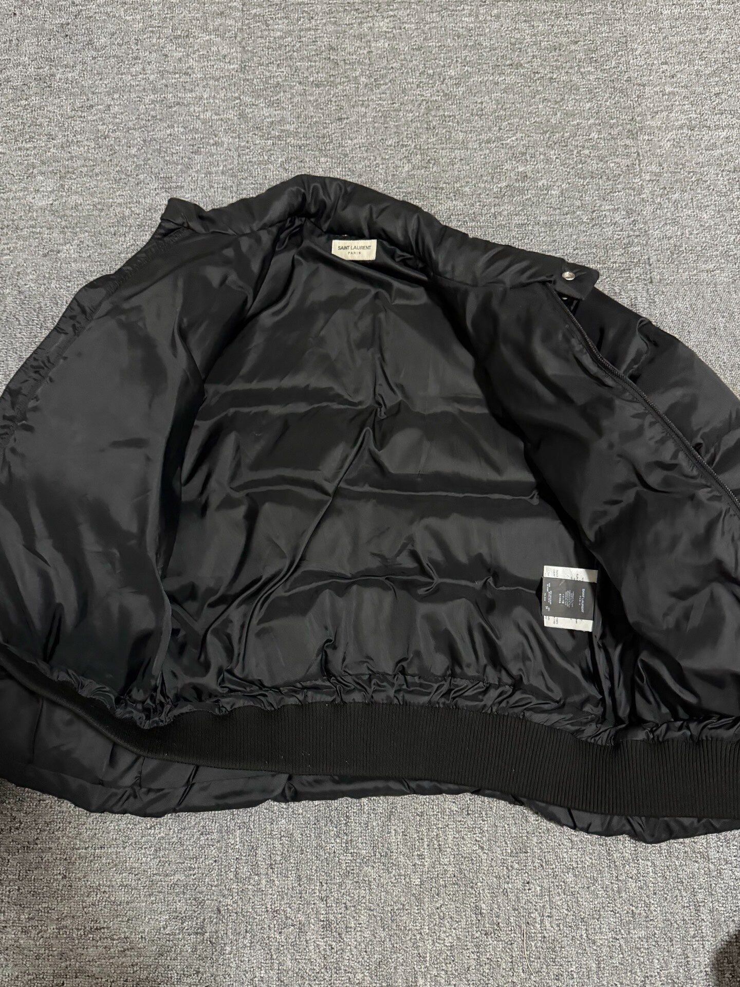 Saint Laurent FW14 Studded Leather-Yoke Puffer Jacket