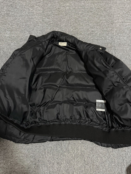 Saint Laurent FW14 Studded Leather-Yoke Puffer Jacket
